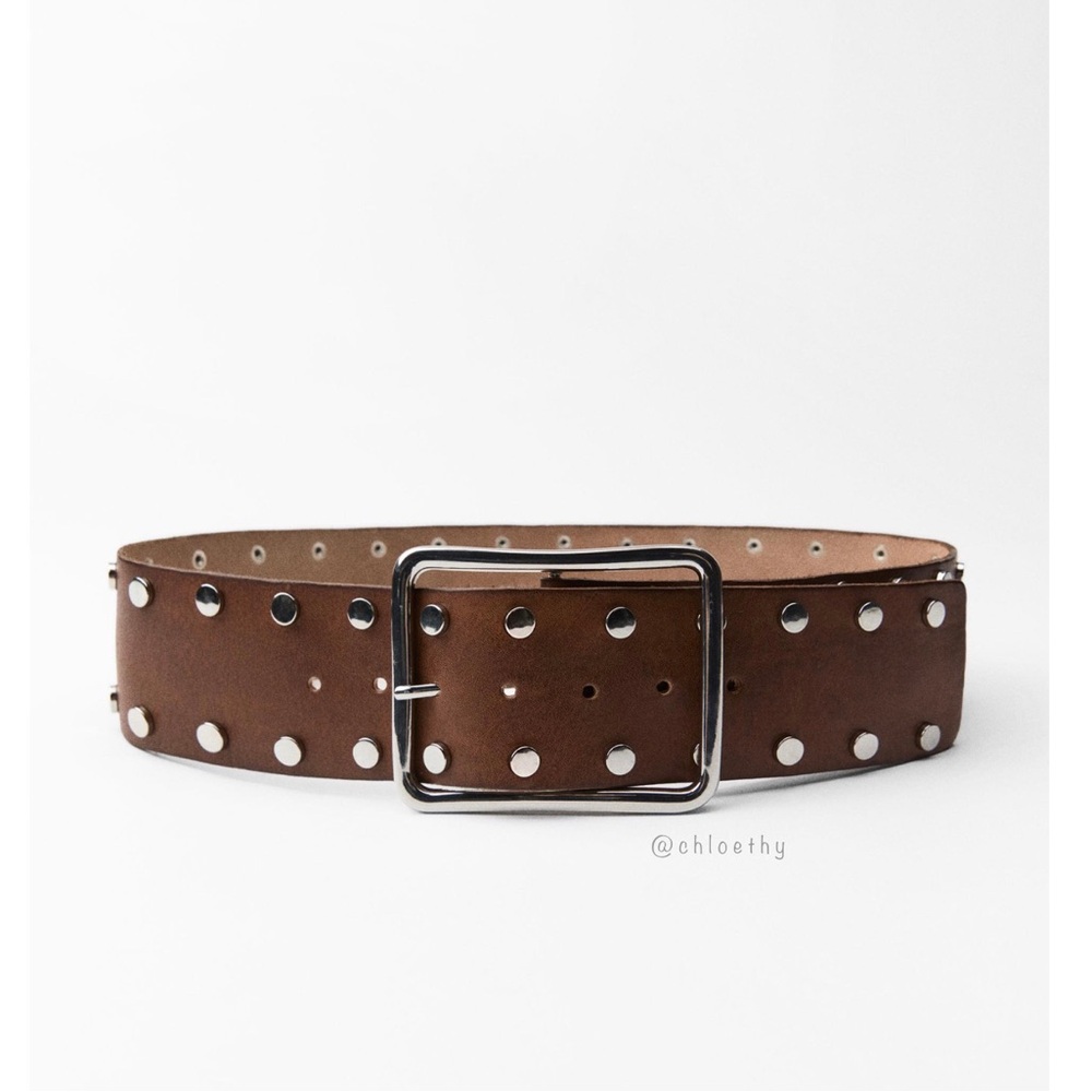 Zara STUDDED LEATHER BELT